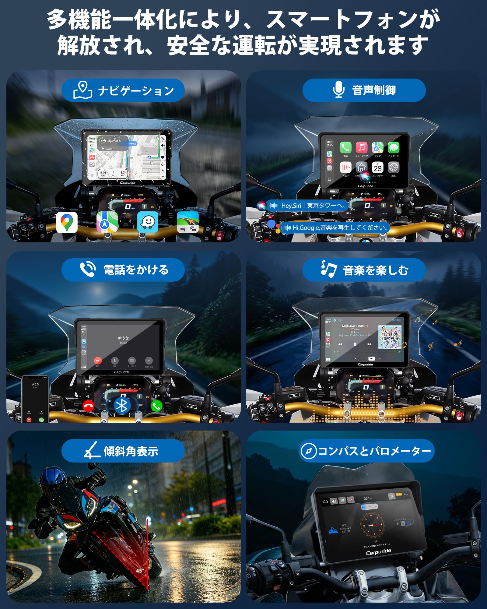 Amazon.co.jp: Carpuride 次世代バイクナビ ホイールコントロール対応